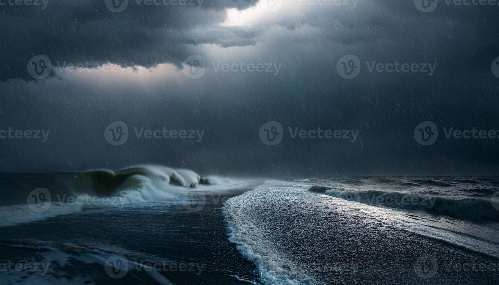 Fierce Rainstorm Over Ocean photo