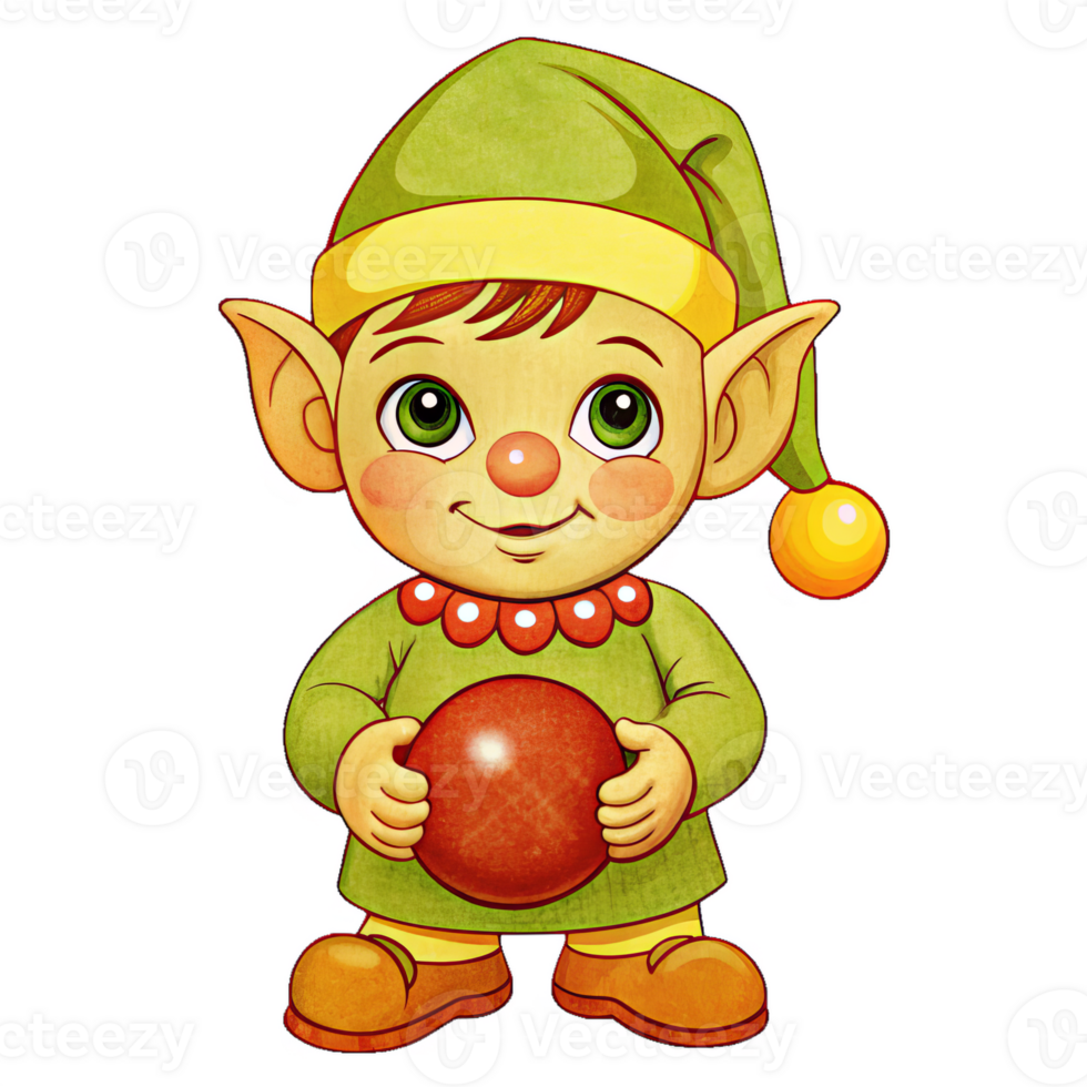 A cartoon elf holding a ball png
