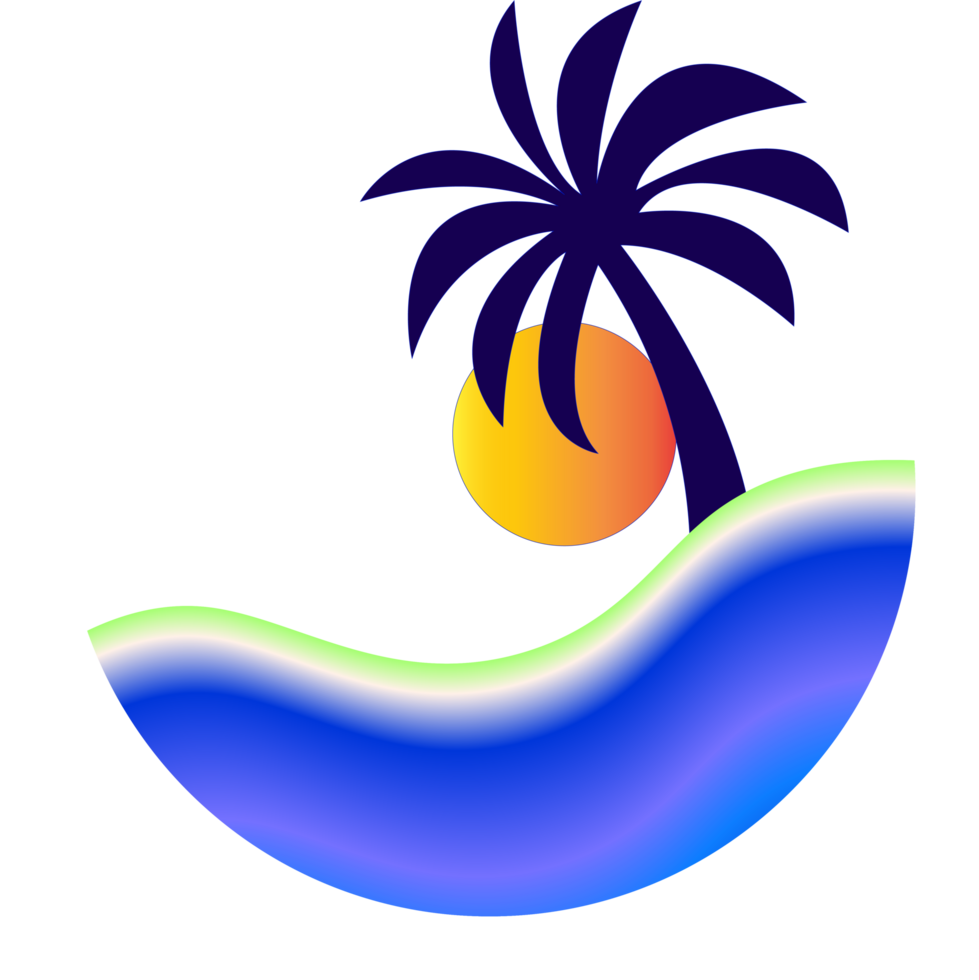 tropical palm tree and sunset clipart png