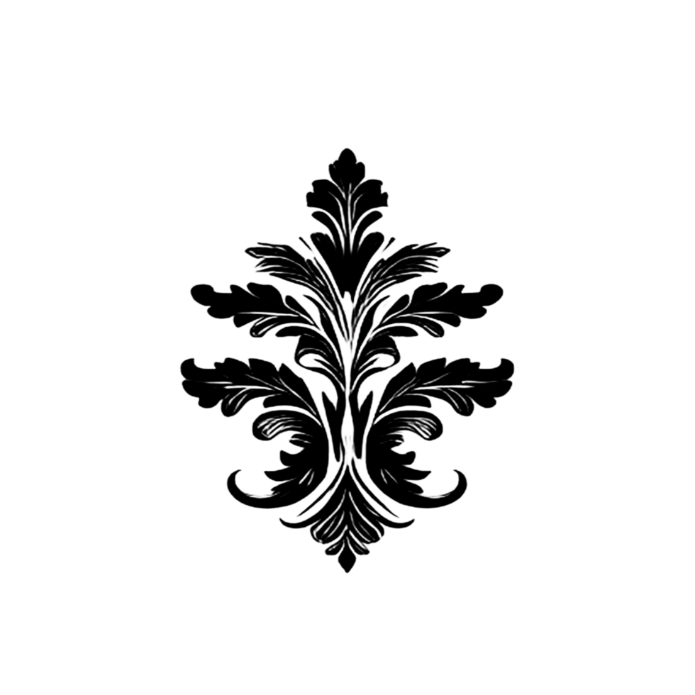 black and white damask design transparent background png