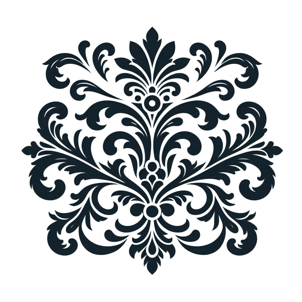 black and white floral pattern transparent background png