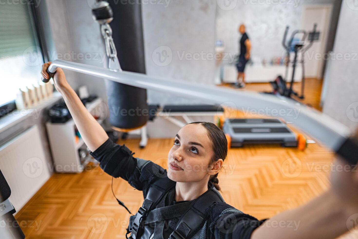 Empowering workout session in a modern fitness studio photo