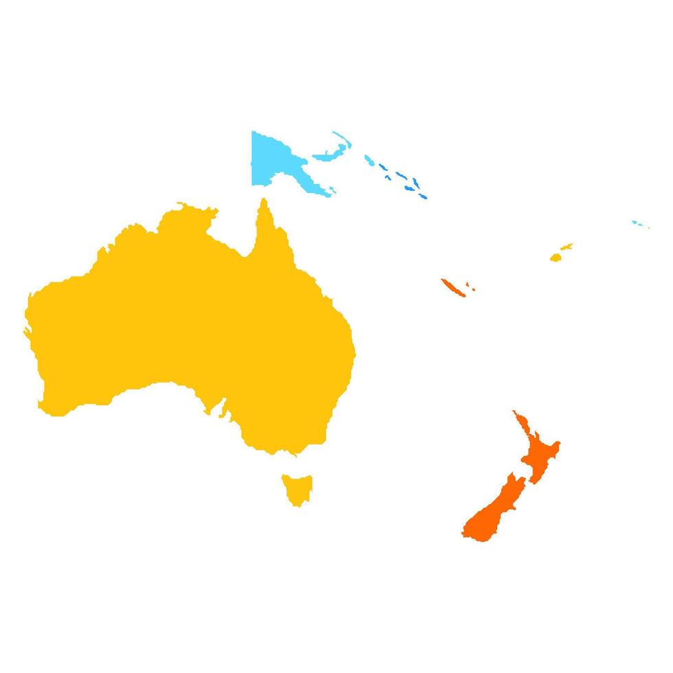 Map of Oceania with countries. Stylized map of Oceania Continent in minimalistic modern style vector