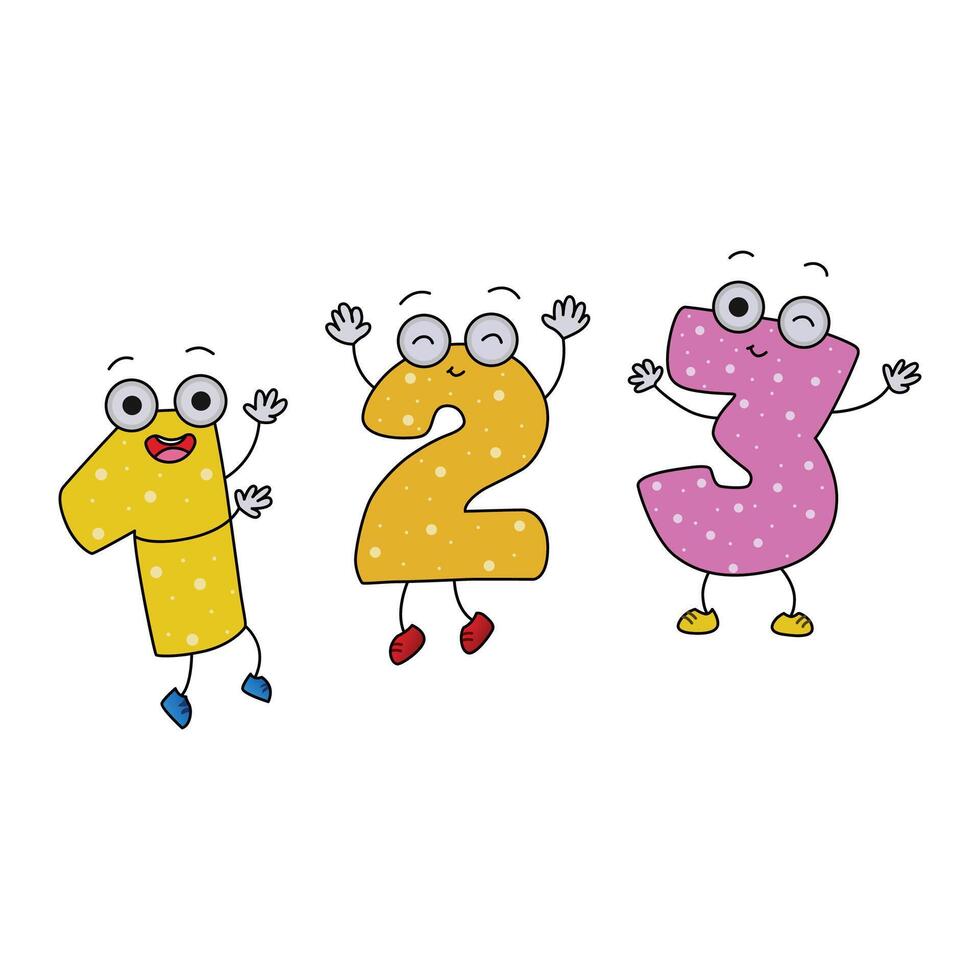 illustration of Cartoon kids with 123 numbers vector