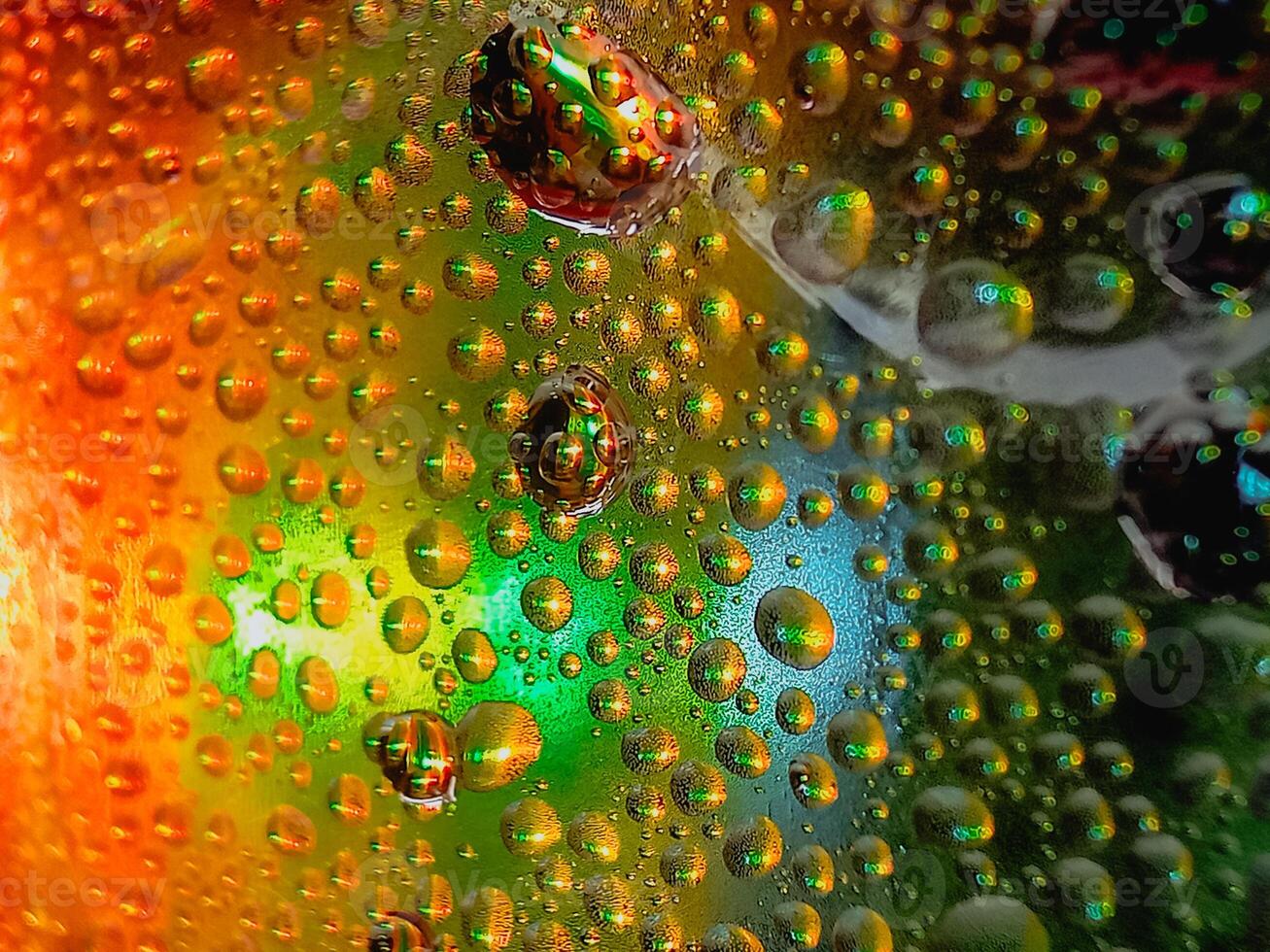 Colorful display showing how water and oil do not mix vivid tones macro shot hdr soothing,Colorful background with water drops on it photo