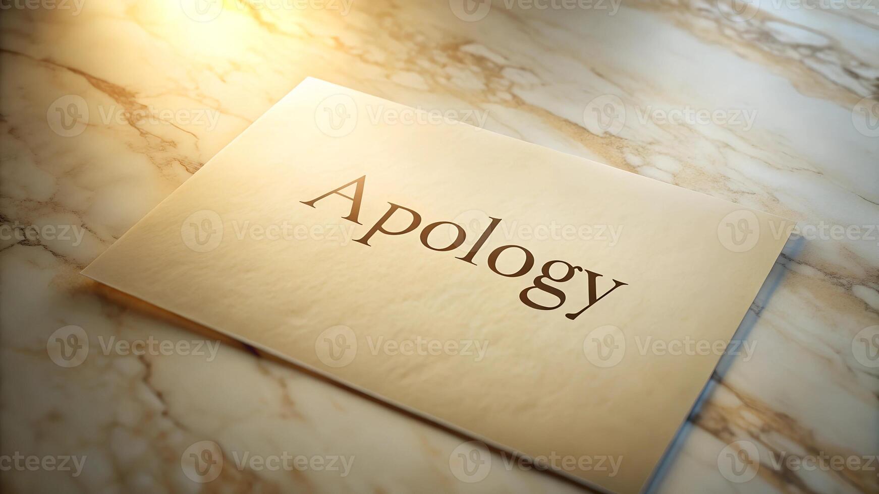 Apology letter on marble surface in sunlight photo