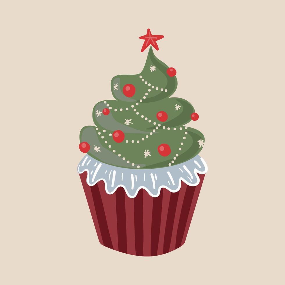 Christmas tree muffin illustration vector