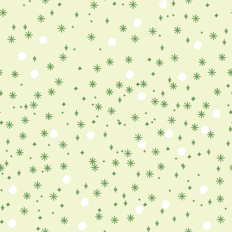 A green and white snowflake pattern on a yellow background vector