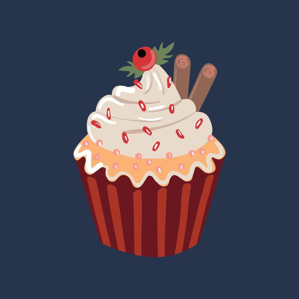 Illustration of a Christmas muffin. vector