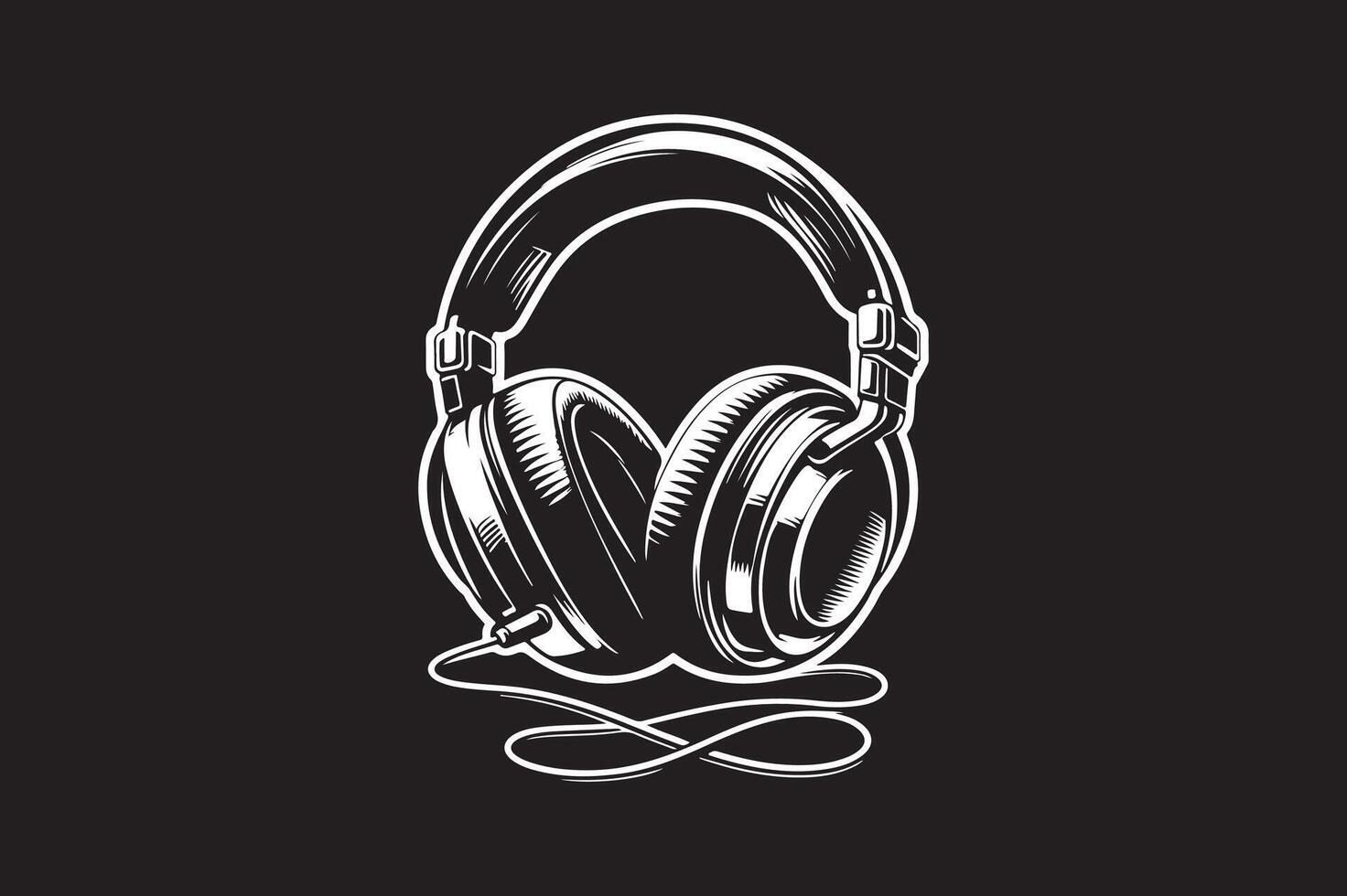 Headphone Black and White silhouette vector