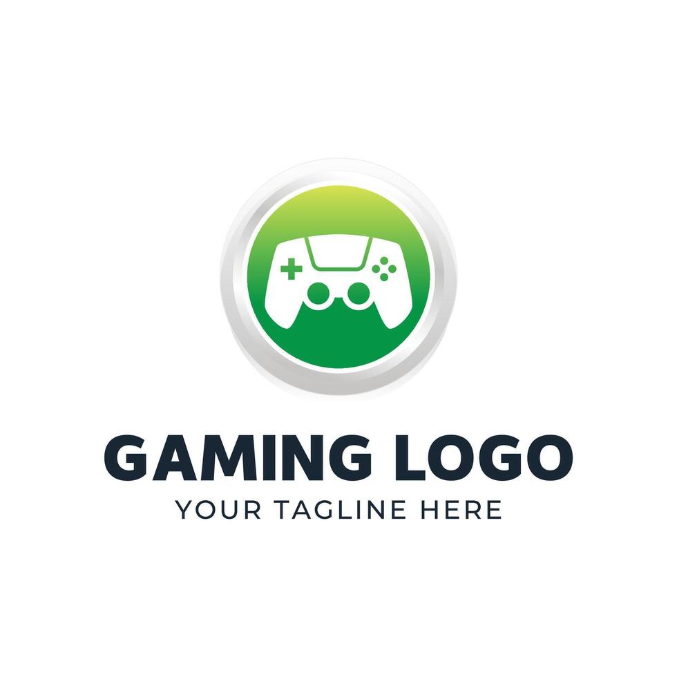 Gaming logo template with a green controller vector