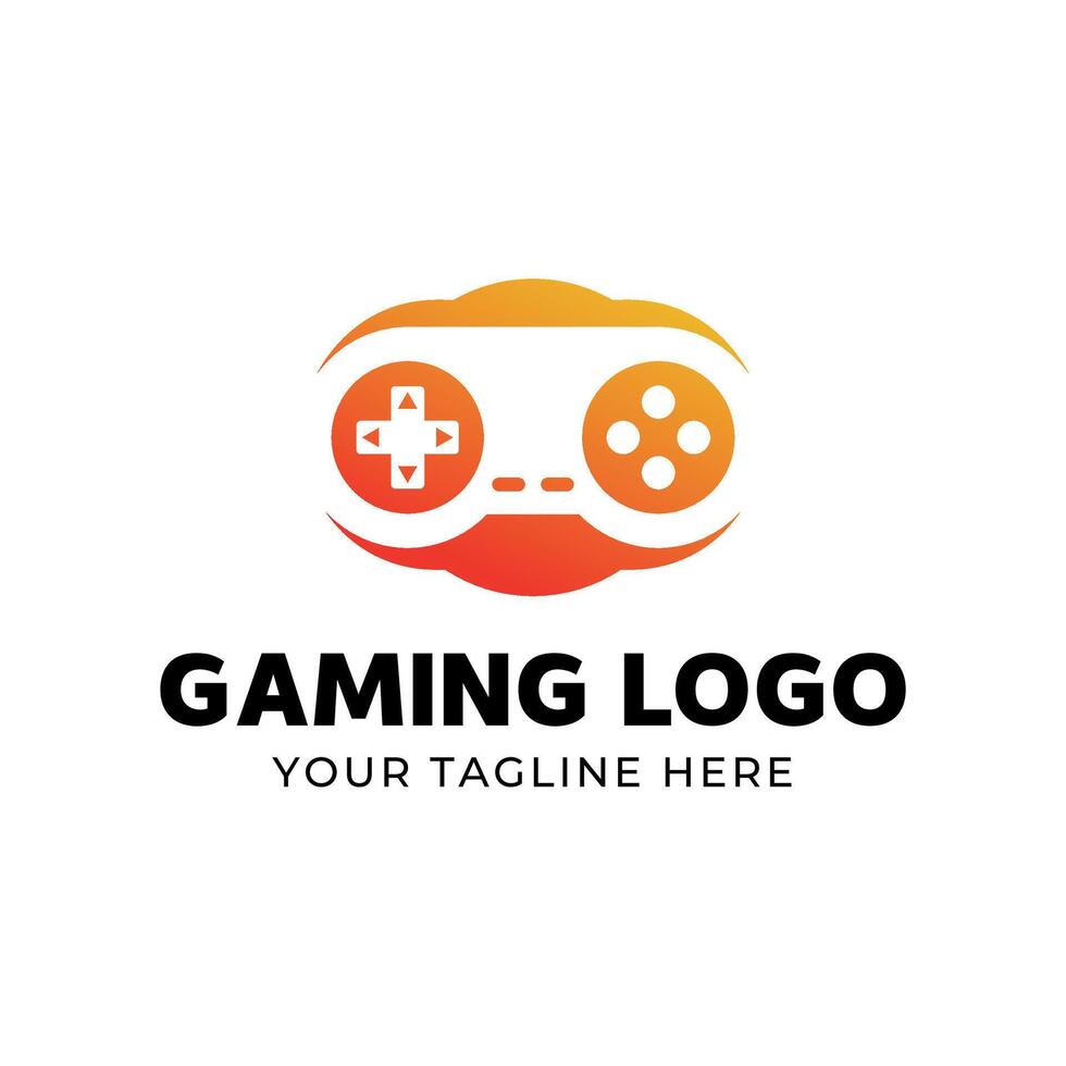 Gaming logo template with orange and yellow colors vector