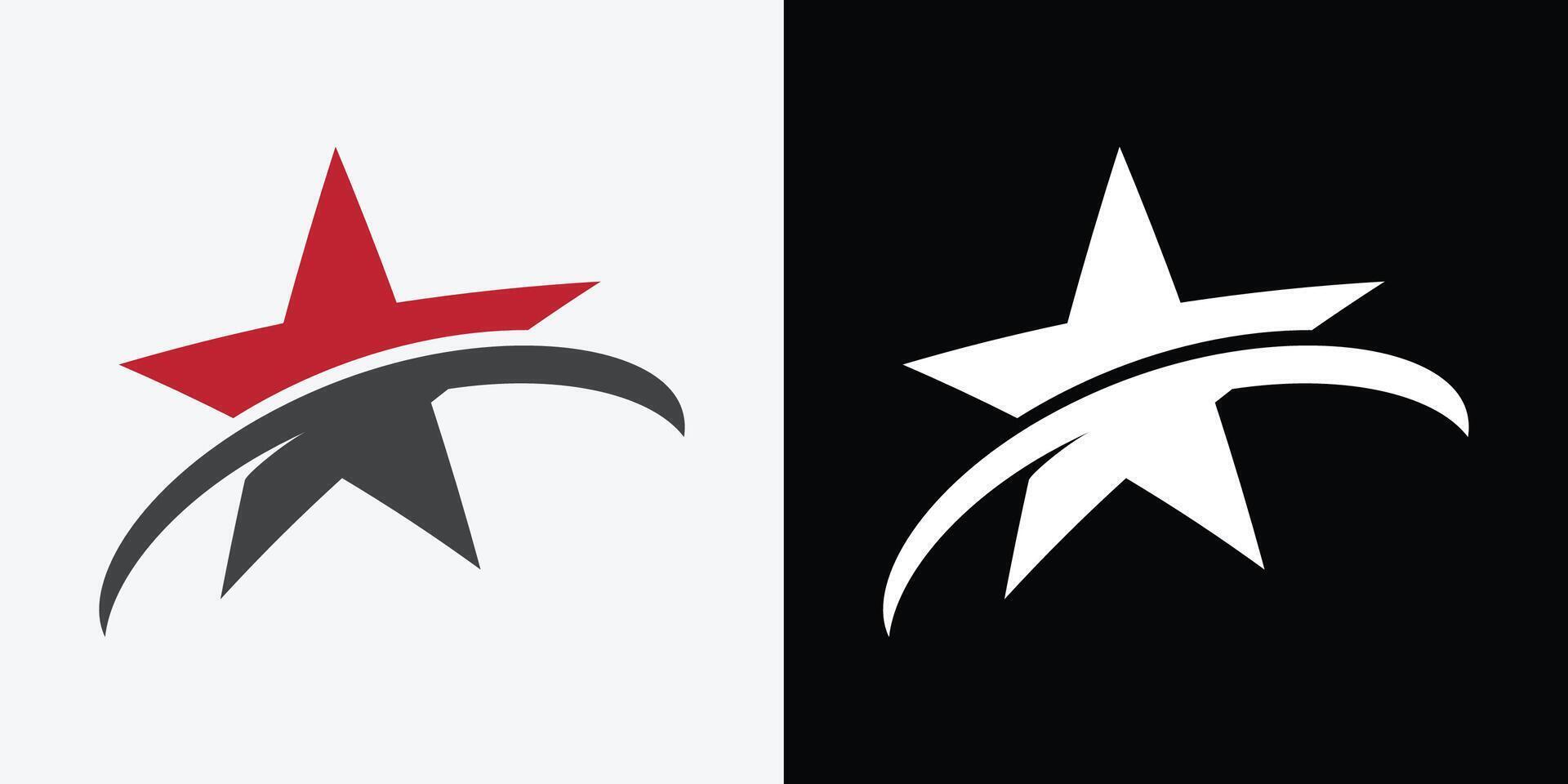 Two logos for a company with a star on one side and a black and white logo on the vector