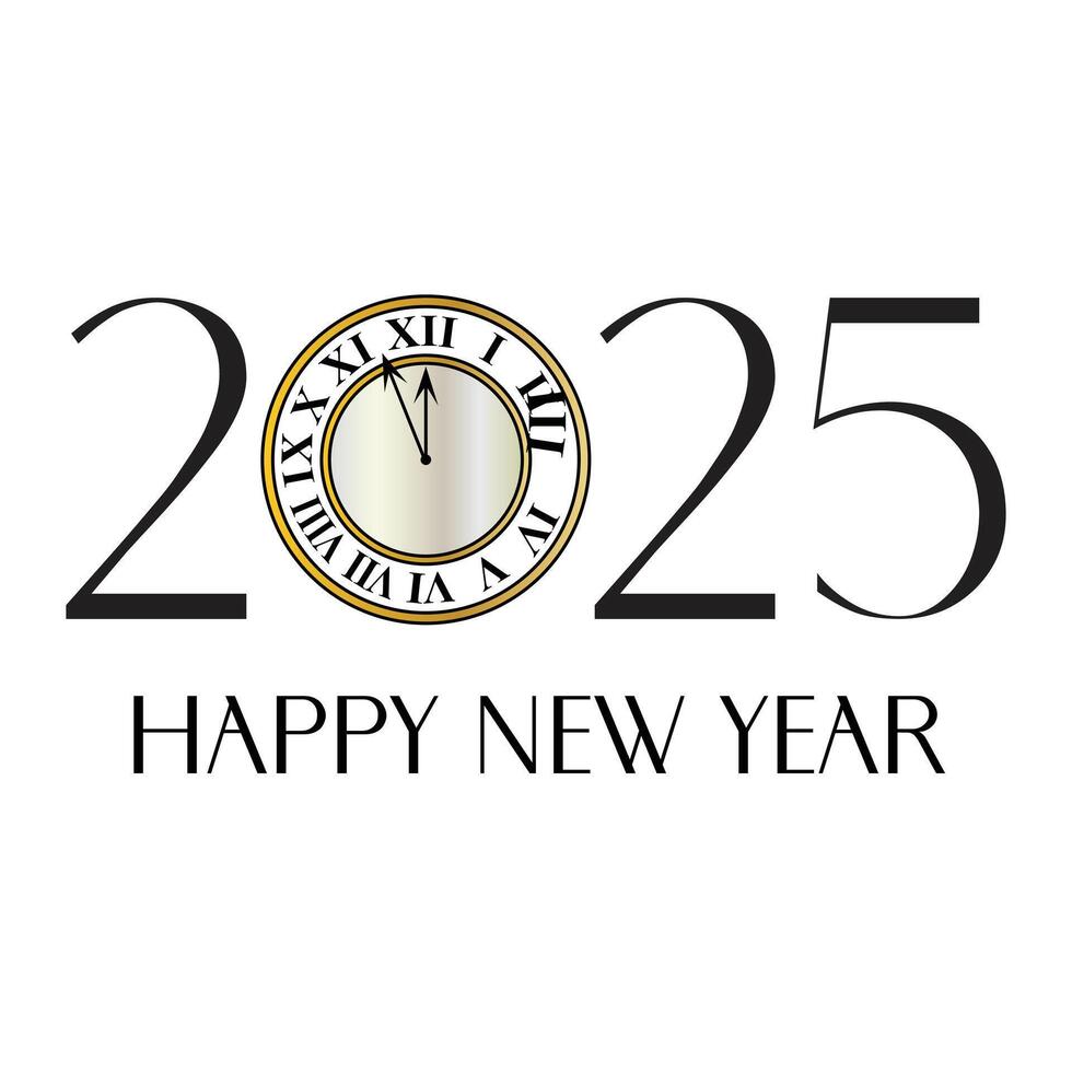 2025 silver gold deco countdown clock graphic with black typography on white background vector