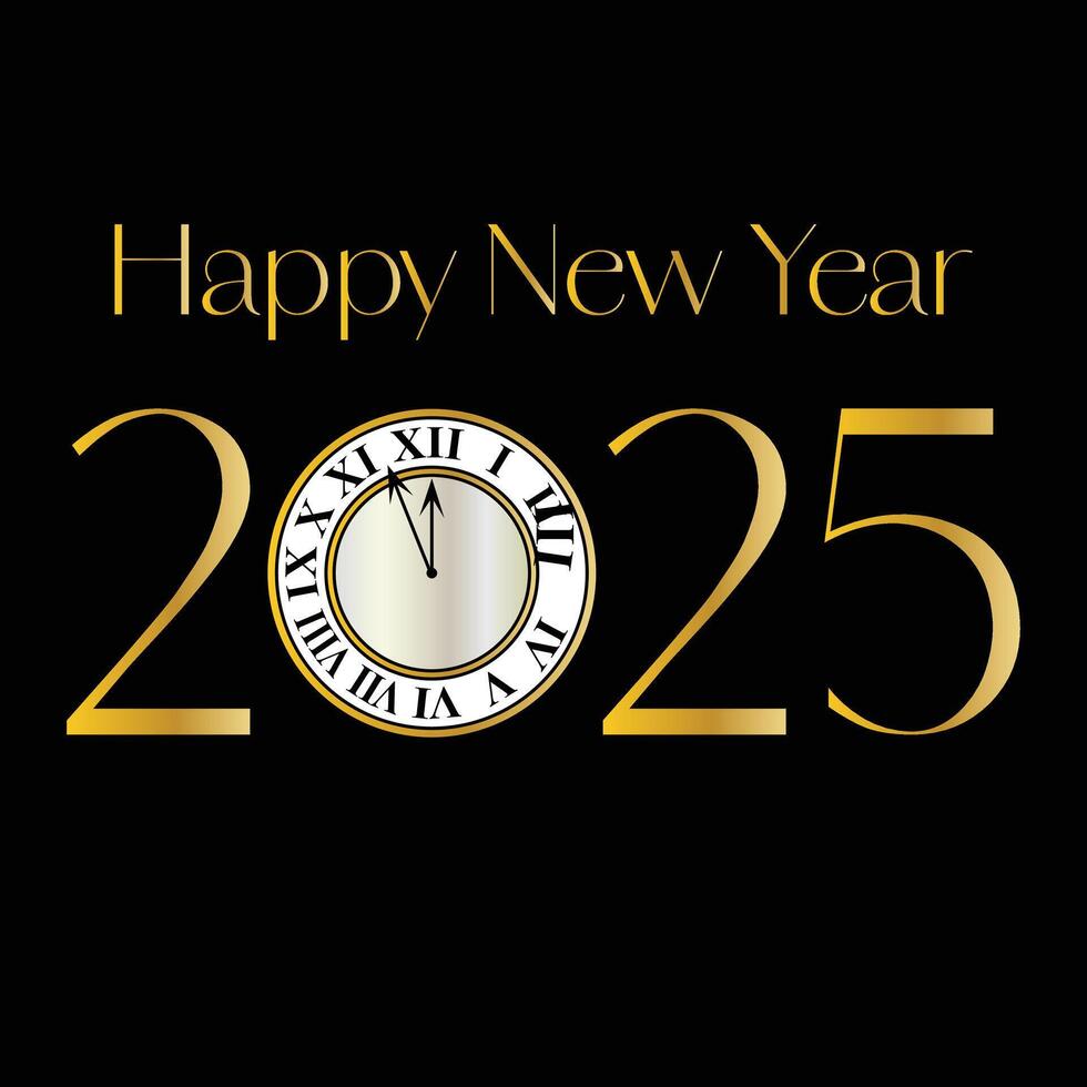 2025 gold typography deco countdown clock graphic vector