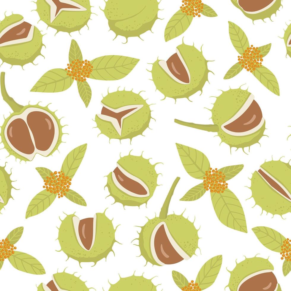 Hand drawn chestnuts and berries seamless pattern. Natural design for fabric, textile, wrapping paper, cover, wallpaper vector