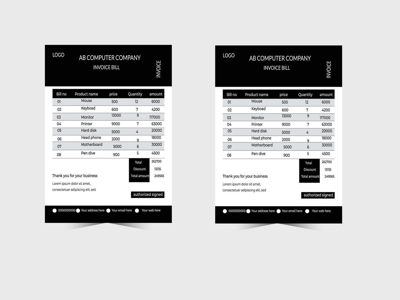 Invoice template, invoice, payment receipt. vector