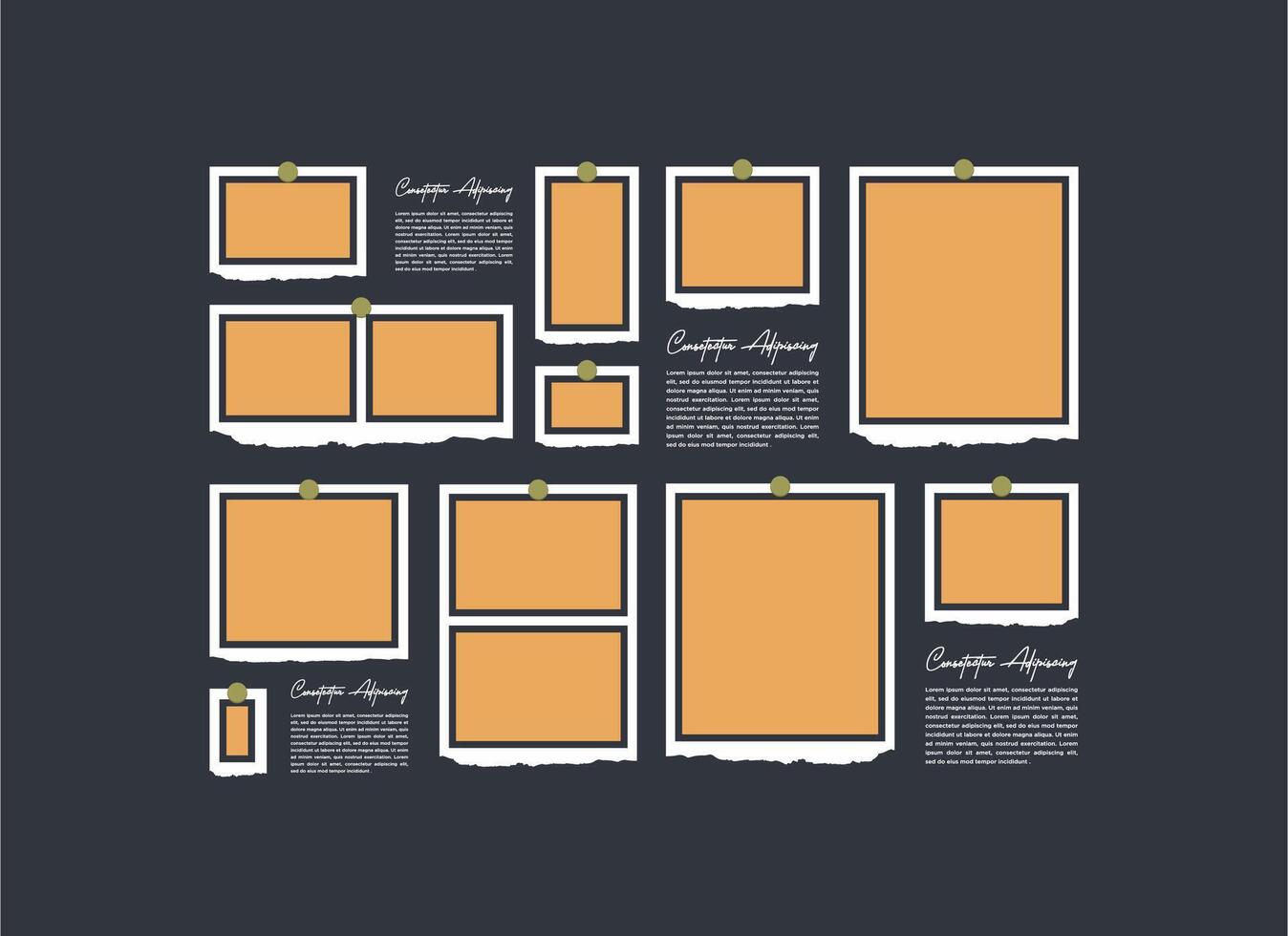 photo frame collage collection template design vector