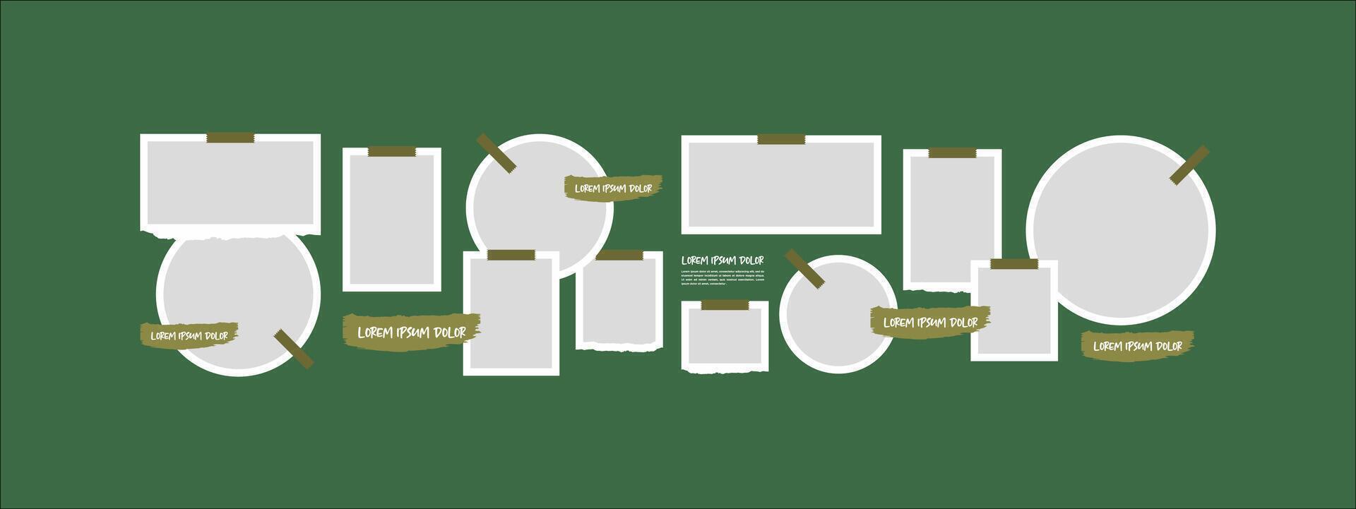Picture Collage grid photo effect template vector