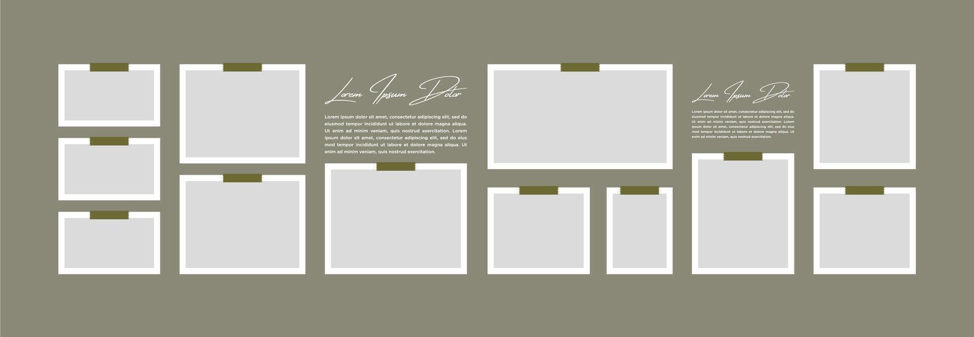 Photo frame collage composition with flat design vector