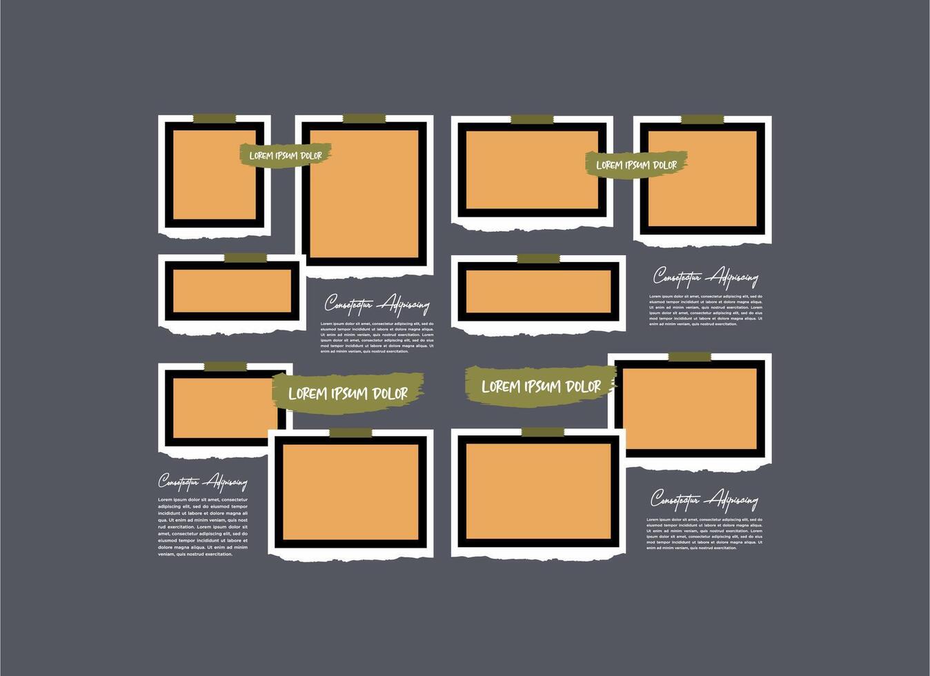 Collage of realistic frames Border vector