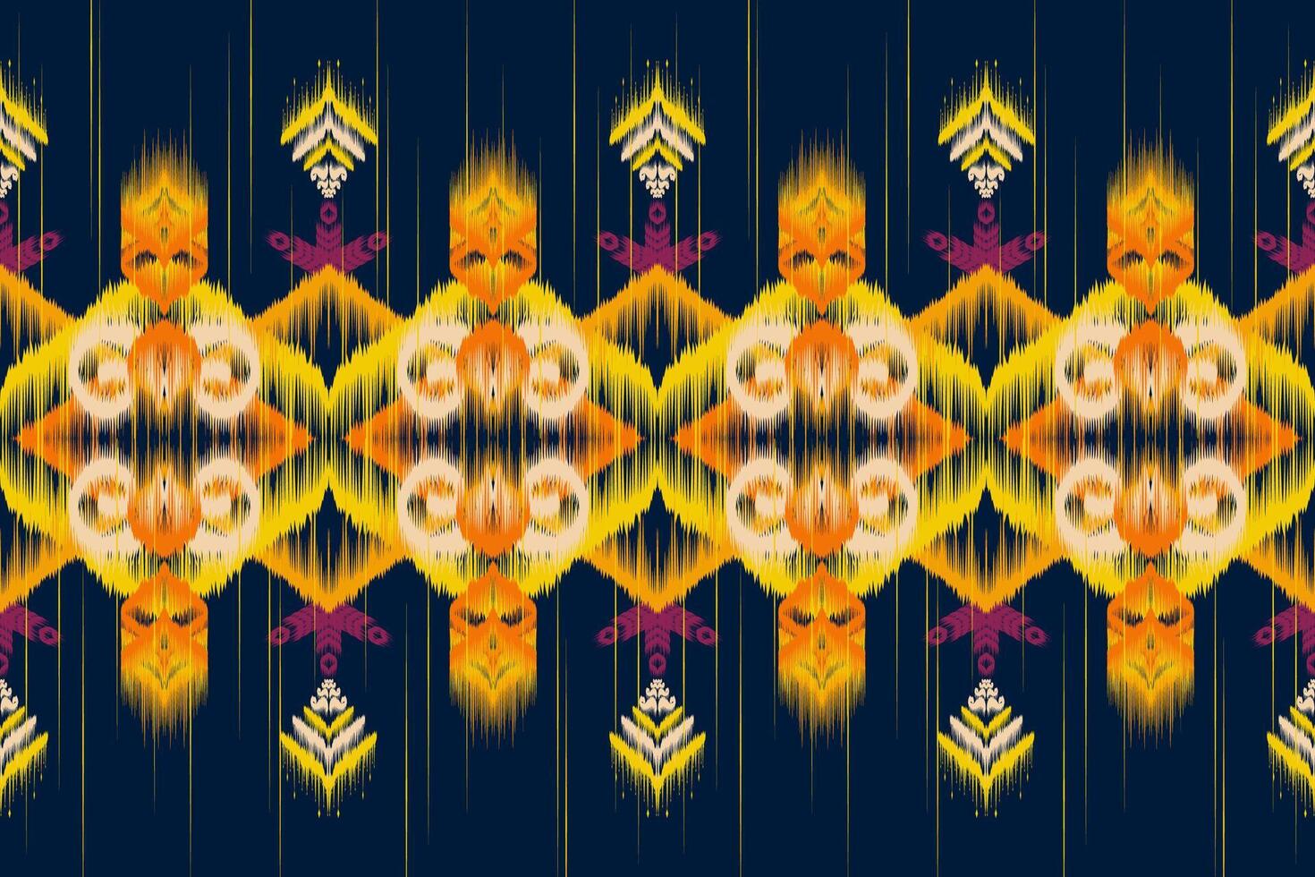 Traditional asian woven fabrics colorful ethnic ikat patterns a perfect blend of culture and craftsmanship. vector