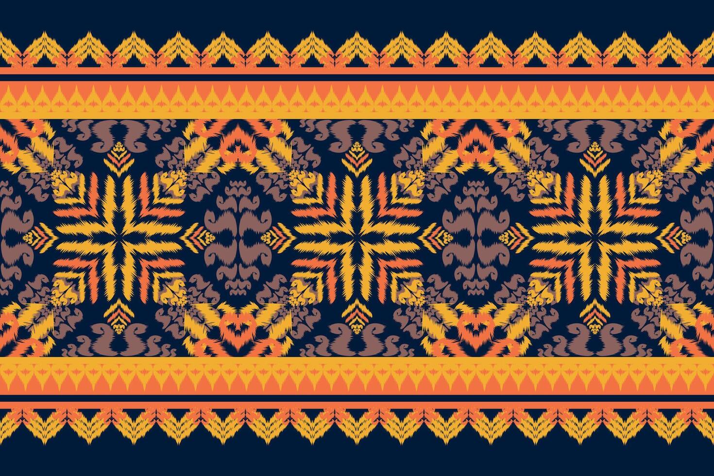 Bohemian Chic Handmade Ikat Fabric Pattern Unveiling Timeless Asian Tradition and Artistry. vector
