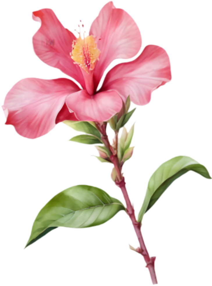 Pink Bombax Ceiba Blossom Watercolor Painting. . png