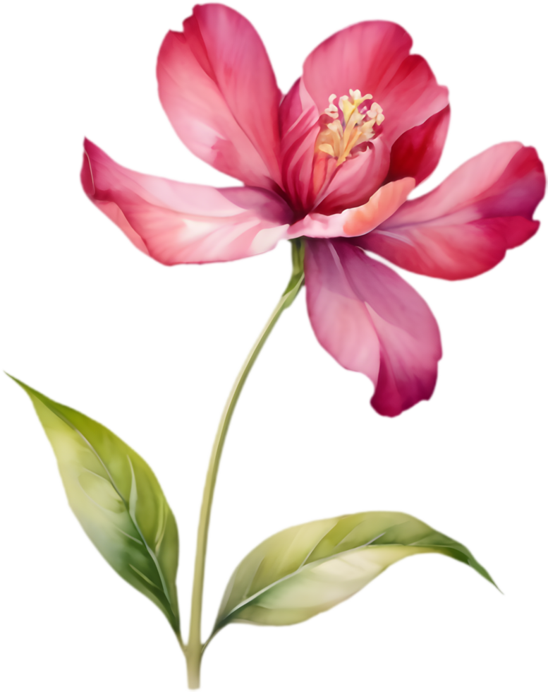 Pink Bombax Ceiba Flower Watercolor Painting. . png