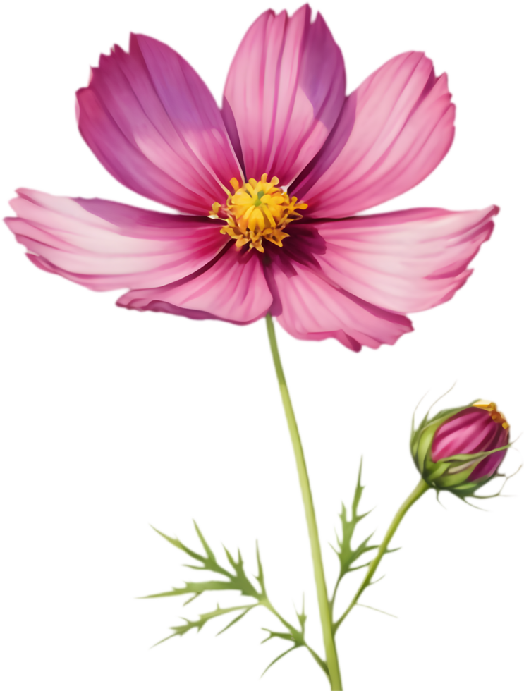 Enchanting Illustration of Large Star-Shaped Deep Pink Flowers. . png