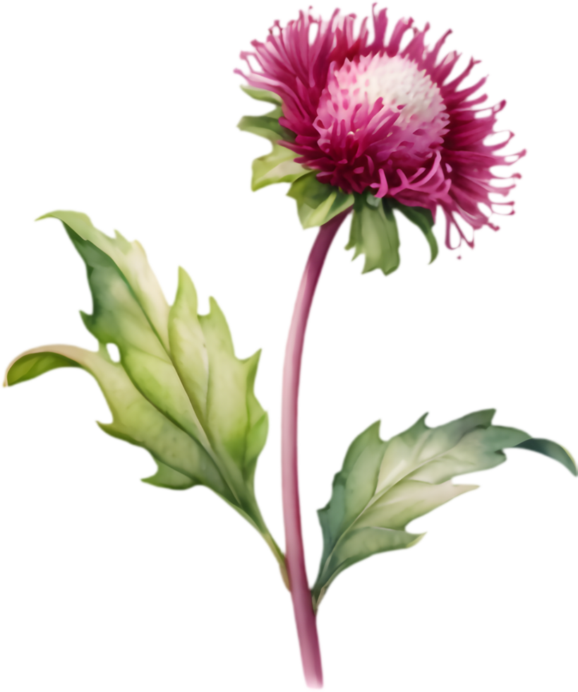 Bold Watercolor Globe Amaranth Flower in Full Bloom. . png