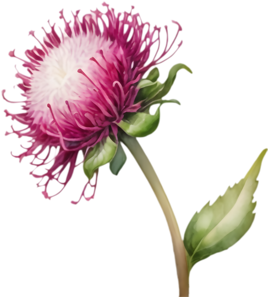 Artistic Globe Amaranth Flower Watercolor in Full Bloom. . png