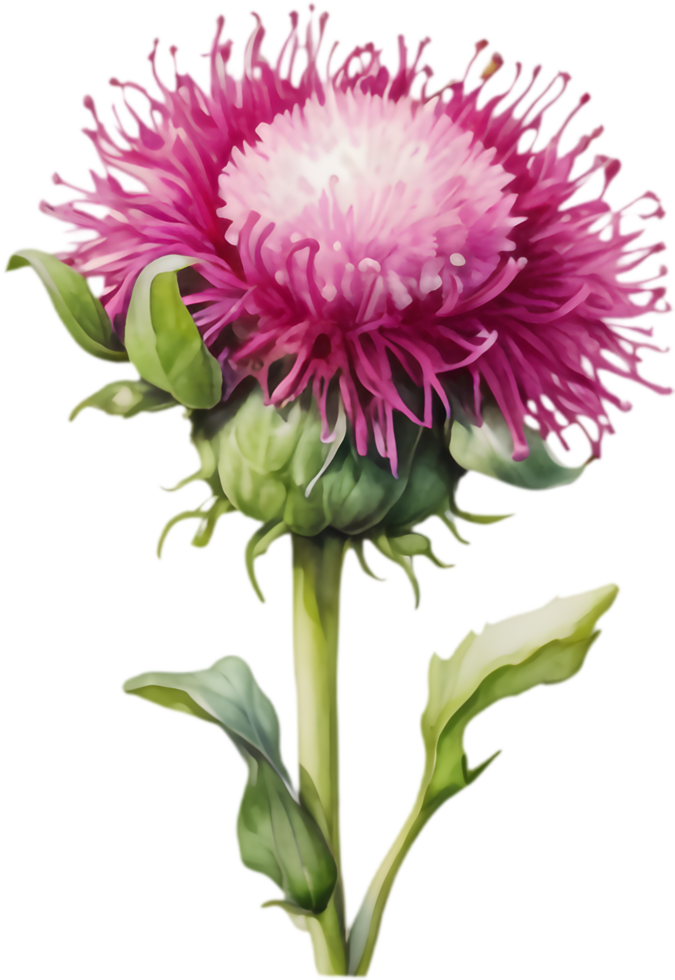 Deep Pink Globe Amaranth Watercolor Art Illustration. . png