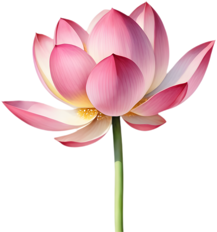 Deep Pink Lotus in Bloom, Artistic Watercolor. . png