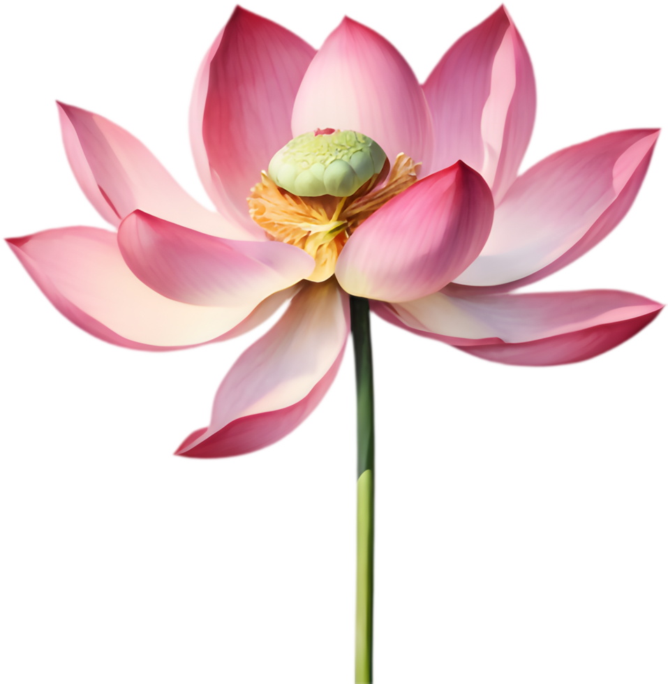 Watercolor Lotus Flower, Vibrant Deep Pink Bloom. . png