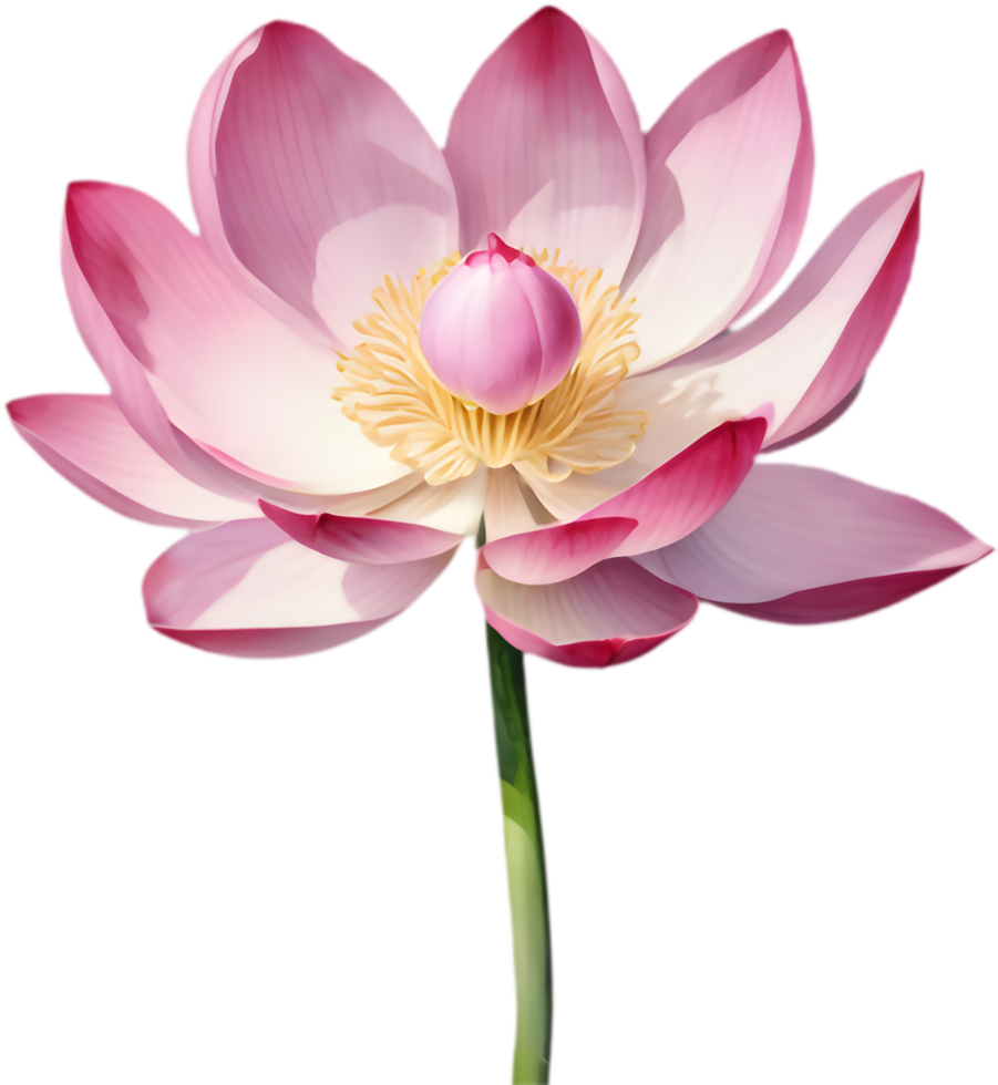 Stunning Large Pink Lotus Flower in Watercolor. . png