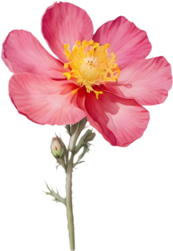 Graceful Pink Sun Rose Watercolor Artwork Clipart. . png