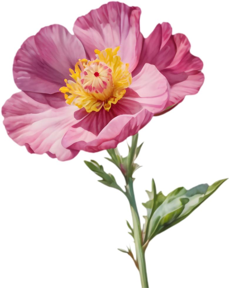 Lovely Pink Sun Rose Watercolor Artwork Clipart. . png