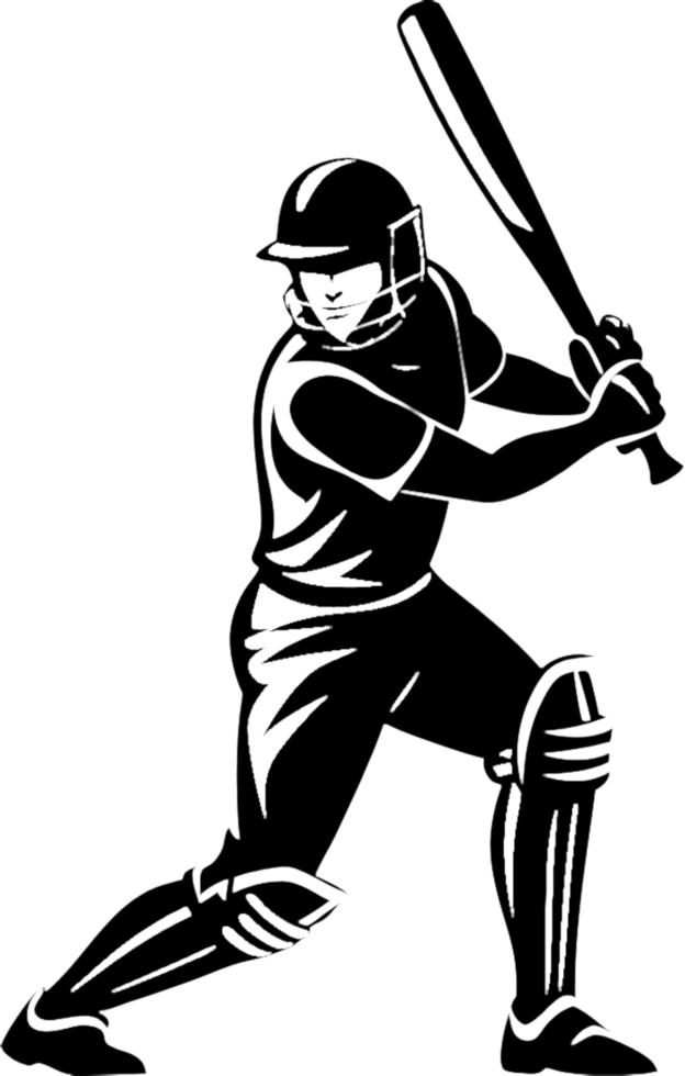 Unique black stencil cricket player graphic. . png