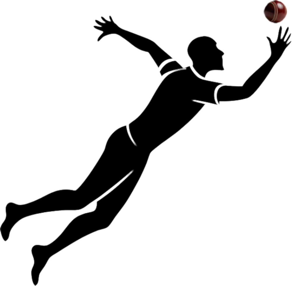 Modern black stencil cricket player outline. . png