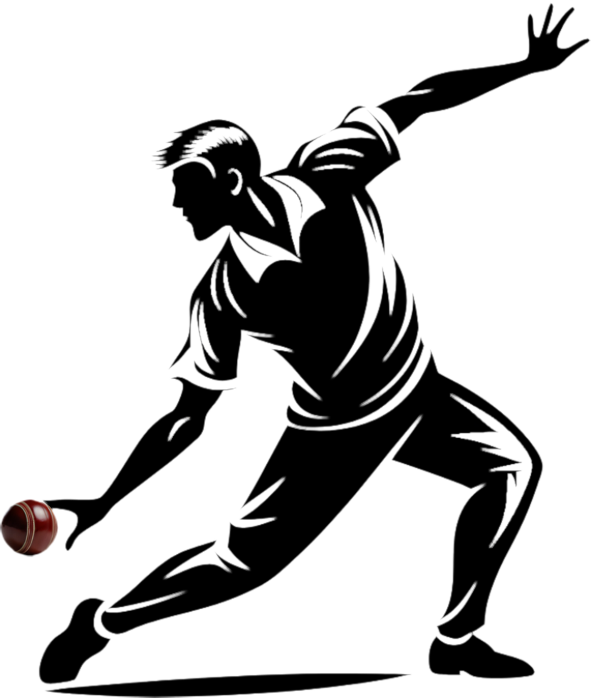 detailliert schwarz Kricket Spieler Schablone Clip Art. . png