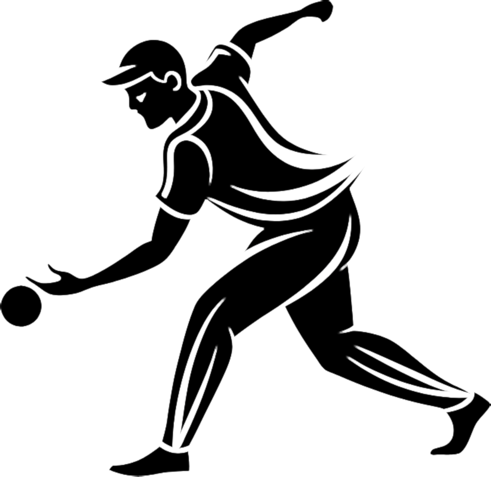 Stylish cricket player outline in black stencil. . png