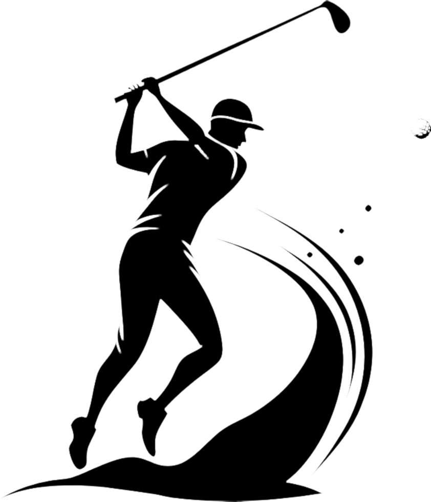 Black golf player stencil ideal for branding needs. . png