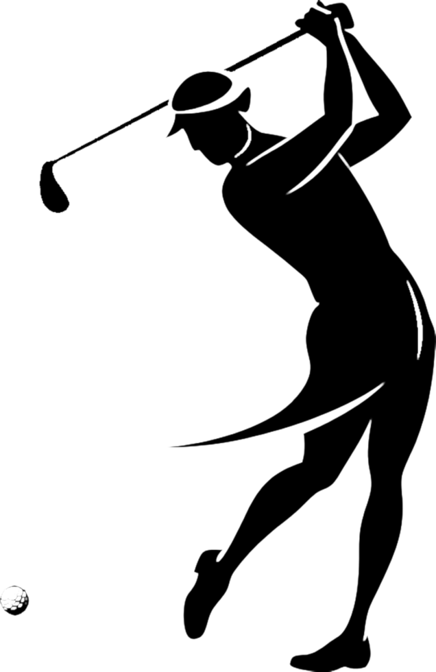 Distinct black golf player stencil for striking visuals. . png