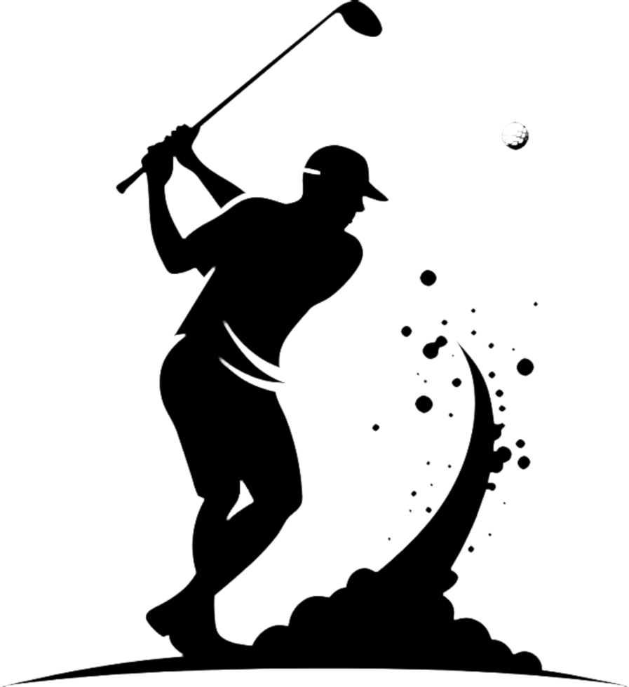 Minimalist black golf player stencil for design projects. . png