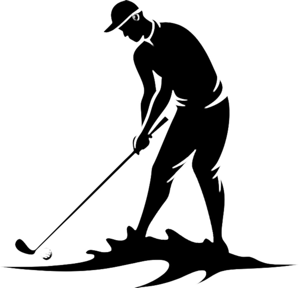 Iconic black stencil art of a golf player. . png