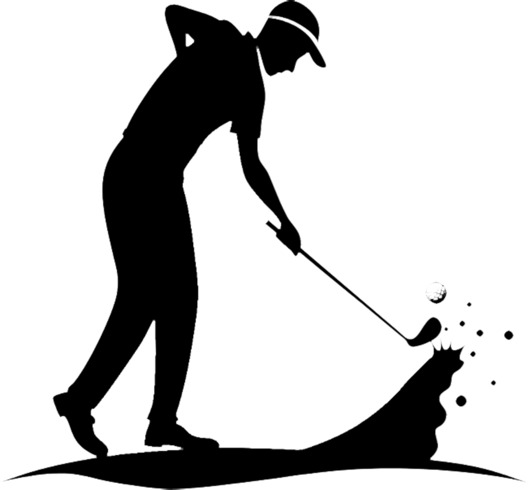 Bold golf player black stencil for visual impact. . png