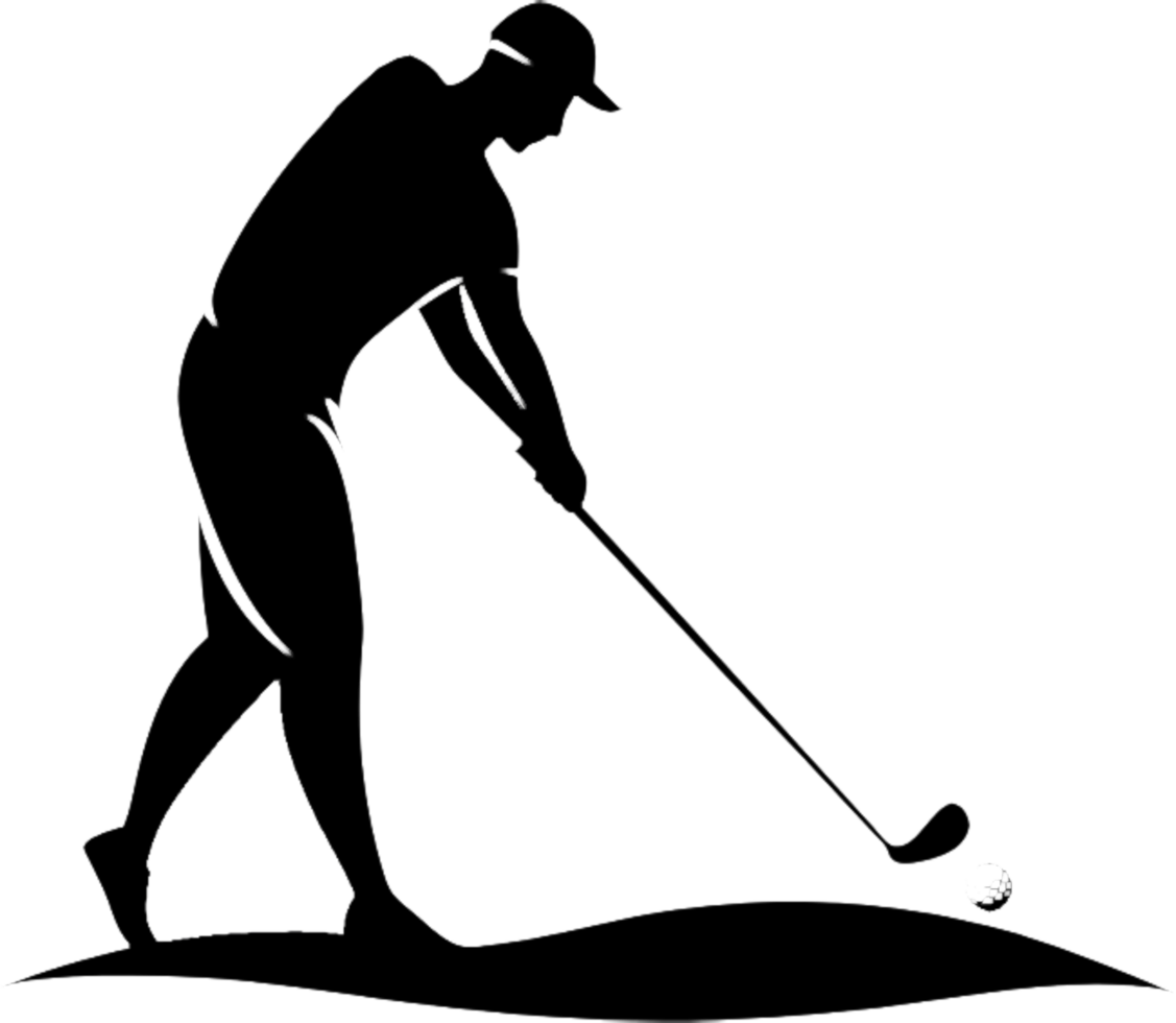 Minimal black golf player stencil for sleek designs. . png