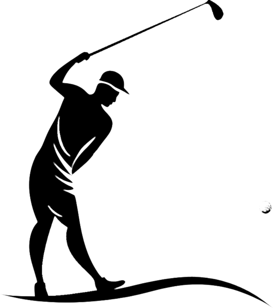Abstract black golf player stencil for digital projects. . png