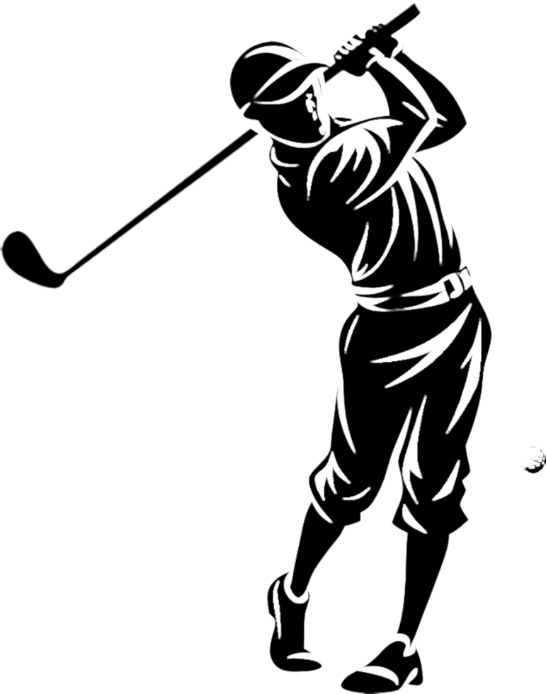 Modern black stencil golf player design for websites. . png